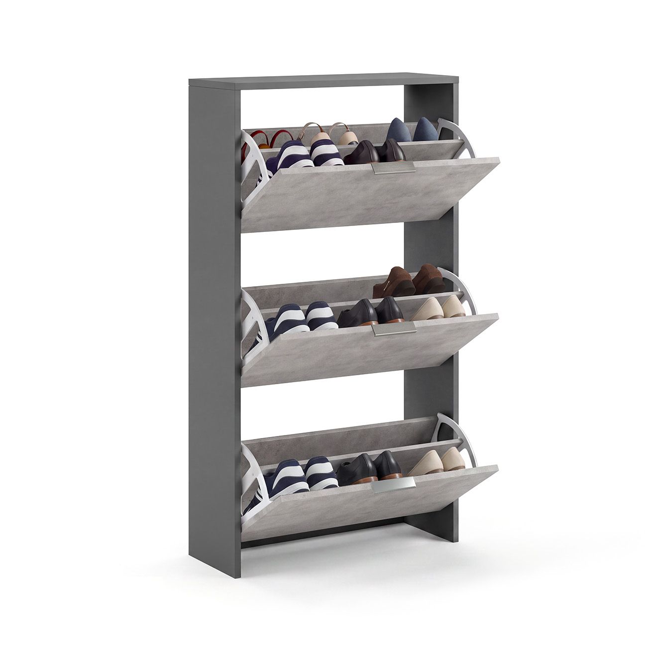 Zapatero de 3 puertas abatibles 60x113 cm remi gris grafito - gris cemento
