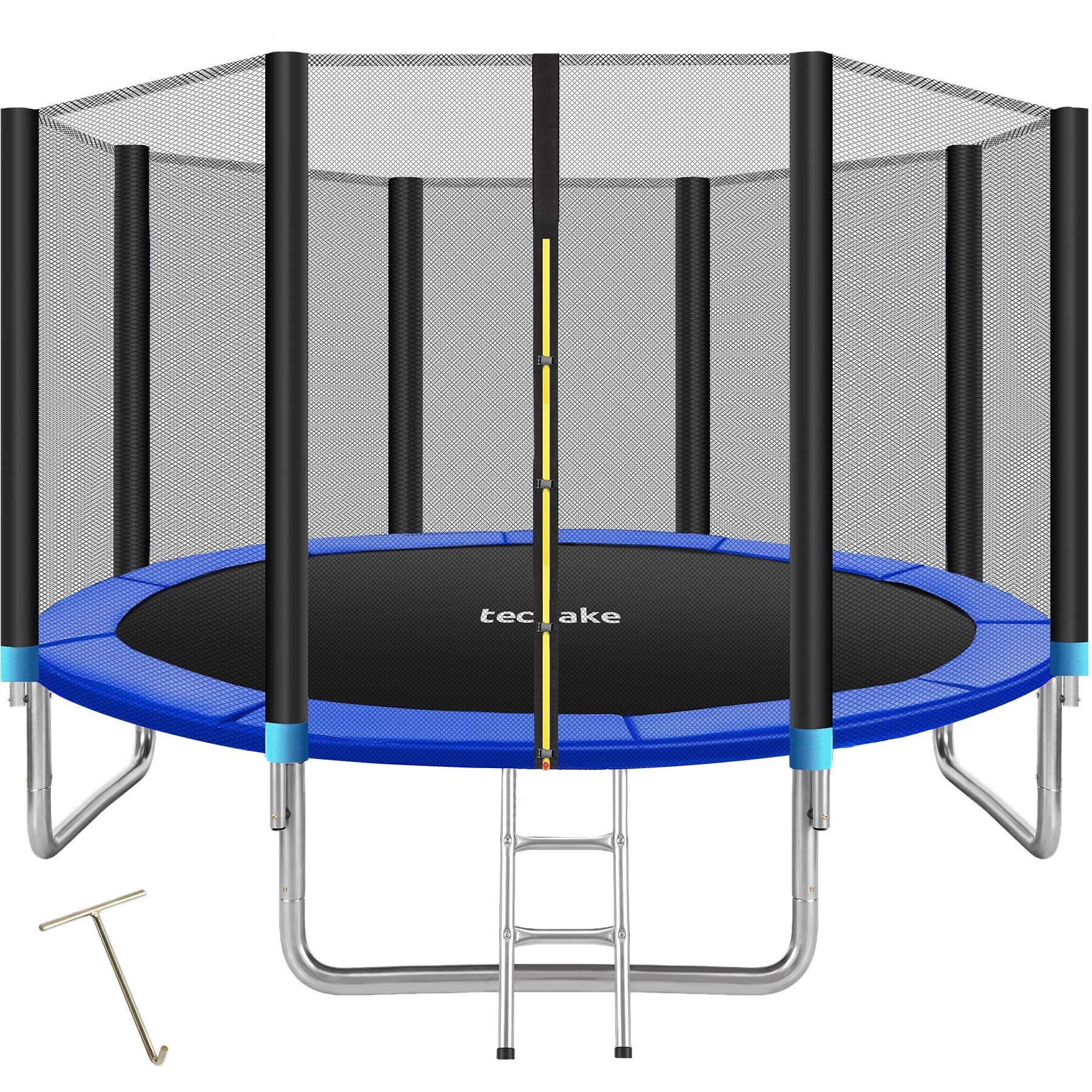Tectake camaelástica acero, red seguridad, 72 resortes, negro/azul