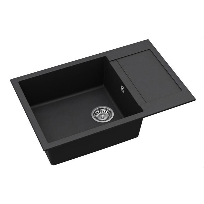 Fregadero - granito negro con escurridor - 780 x 500 mm