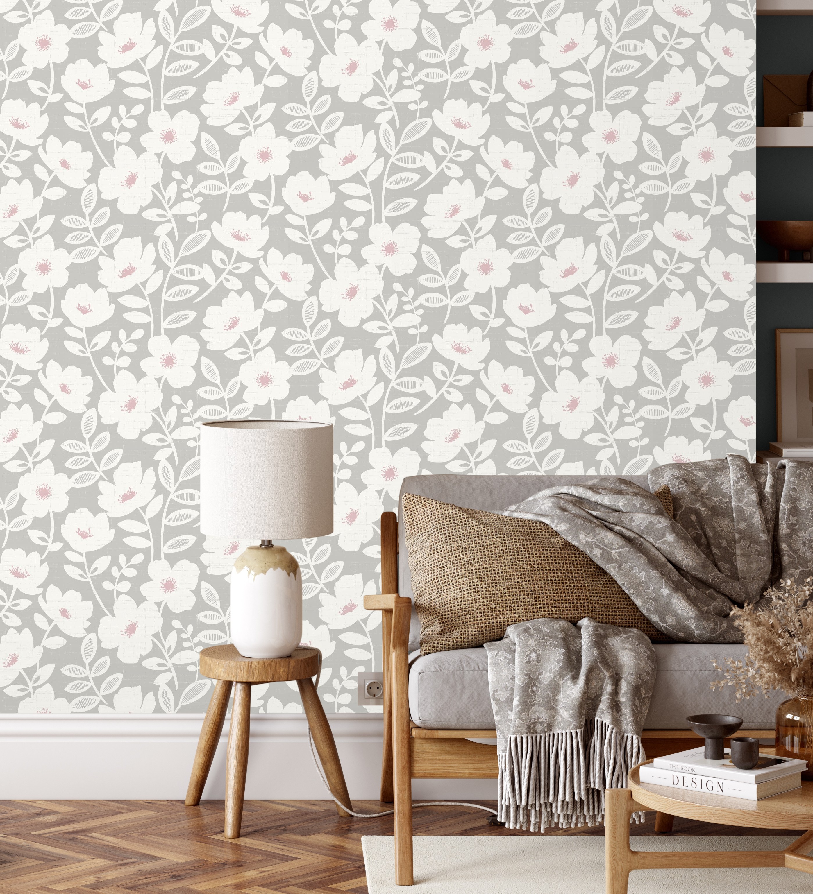 Papel pintado gaulan de flores blancas 5.23m²