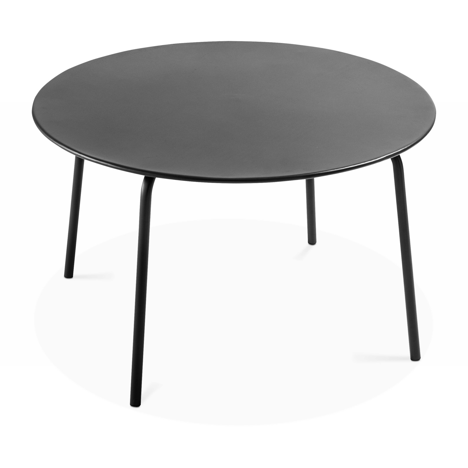 Oviala - mesa redonda de jardín de acero antracita de 120 x 72 cm