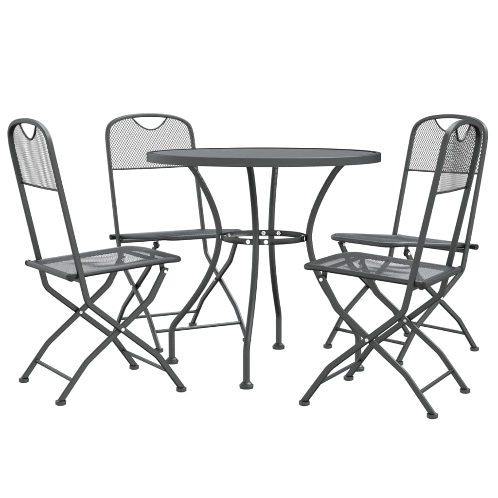 vidaXL set de comedor de jardín 5 pzas malla metal expandido antracita