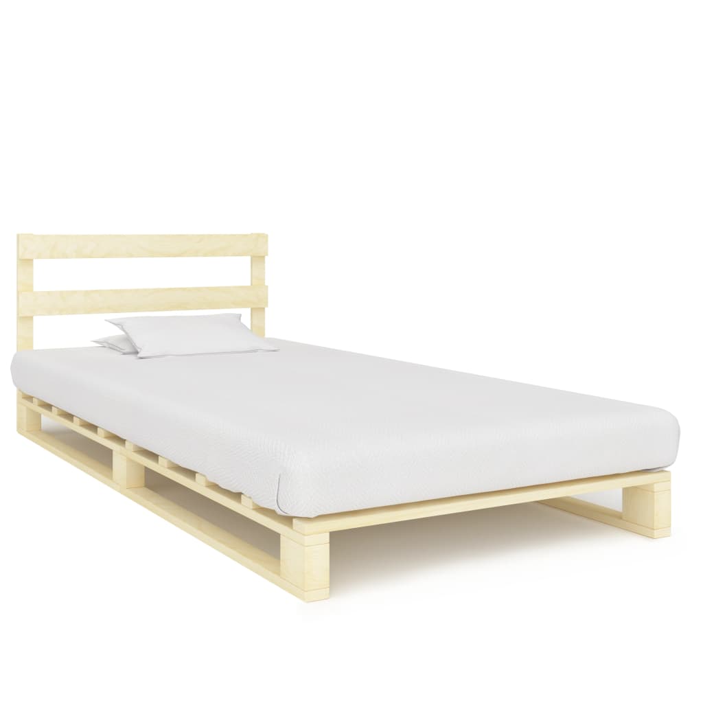 Cama 90x200 cm,cama palets sin colchón madera maciza pino rhu2927