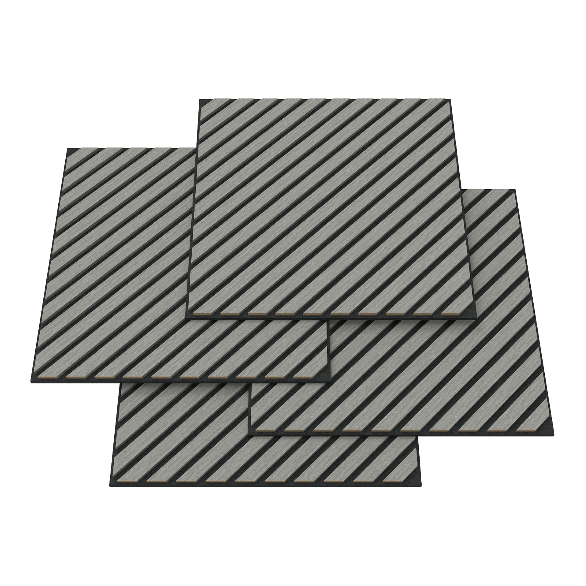 Set de 12 paneles acústicos vang 3d 4,3m² lamas diagonales roble gris claro