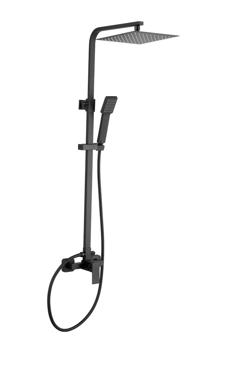 Valaz barra de ducha monomando cuadrada ajustable 120cm negro mate - 30cm