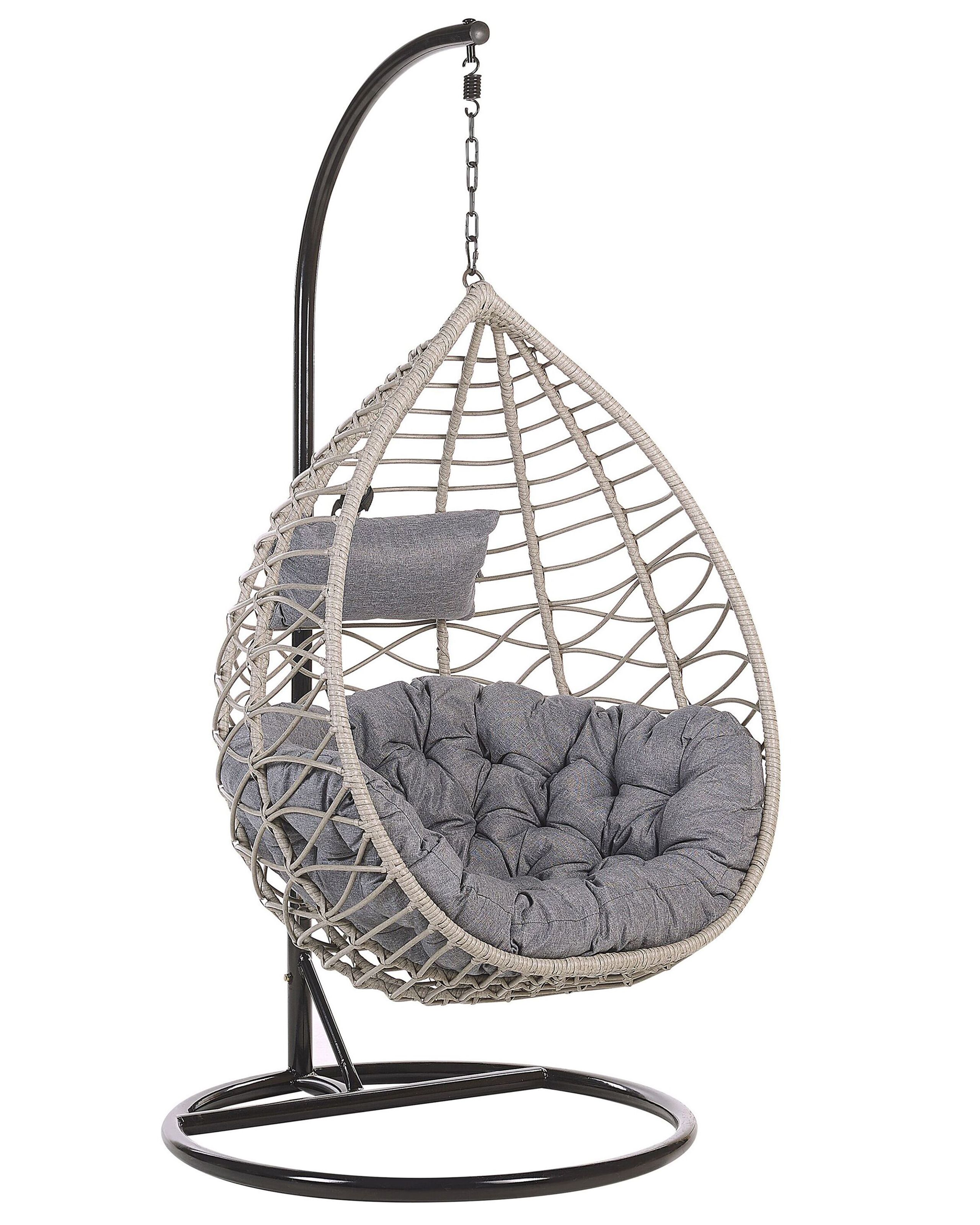 Sillón colgante con soporte arsita ratán sintético gris