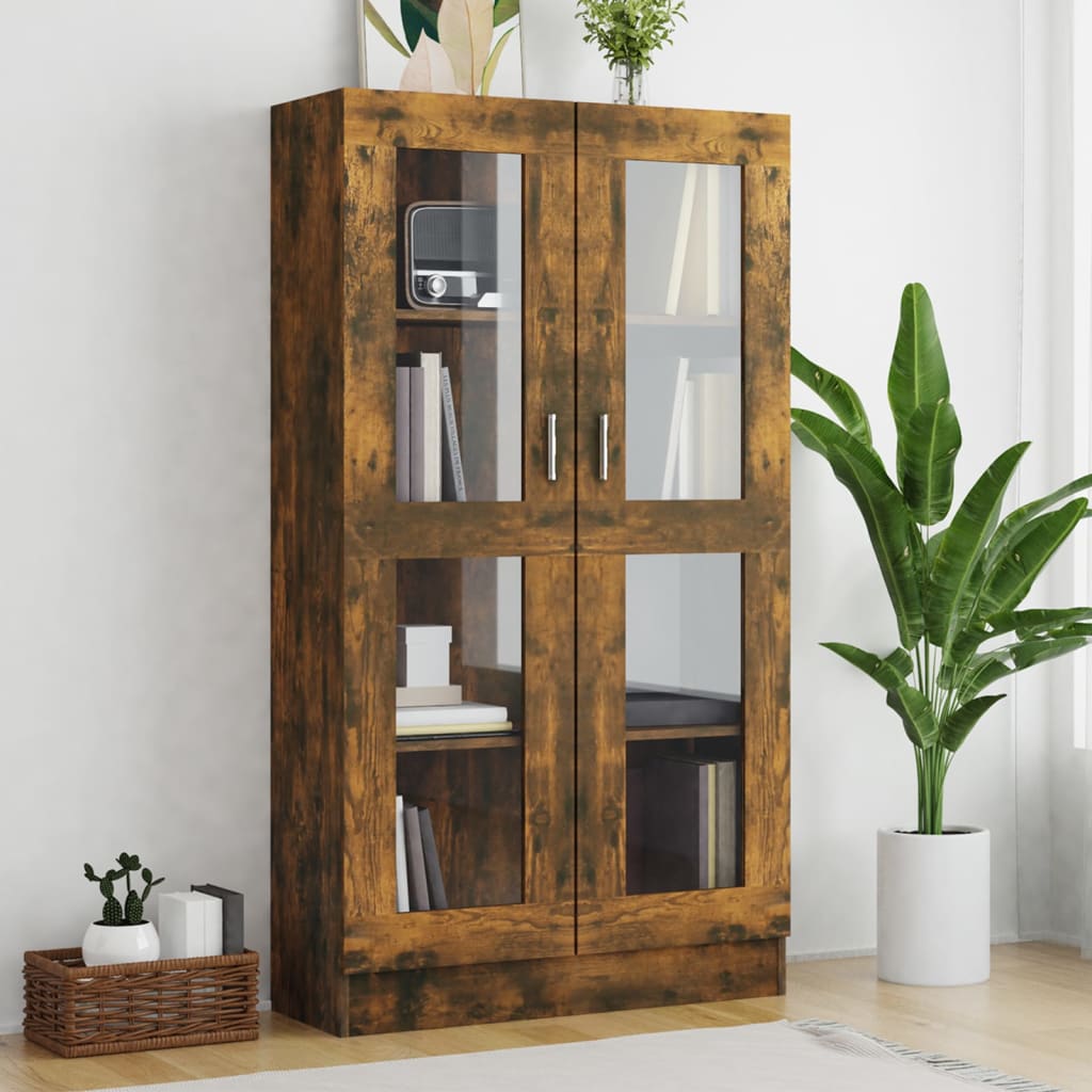 Vitrina madera contrachapada roble ahumado 82,5x30,5x150 cm oif761727