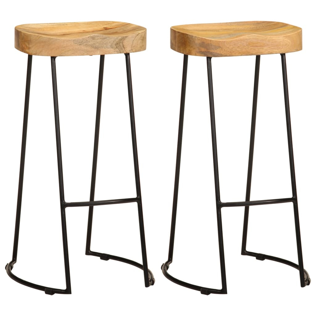 vidaXL taburetes de barra de cocina 2 unidades madera maciza de mango
