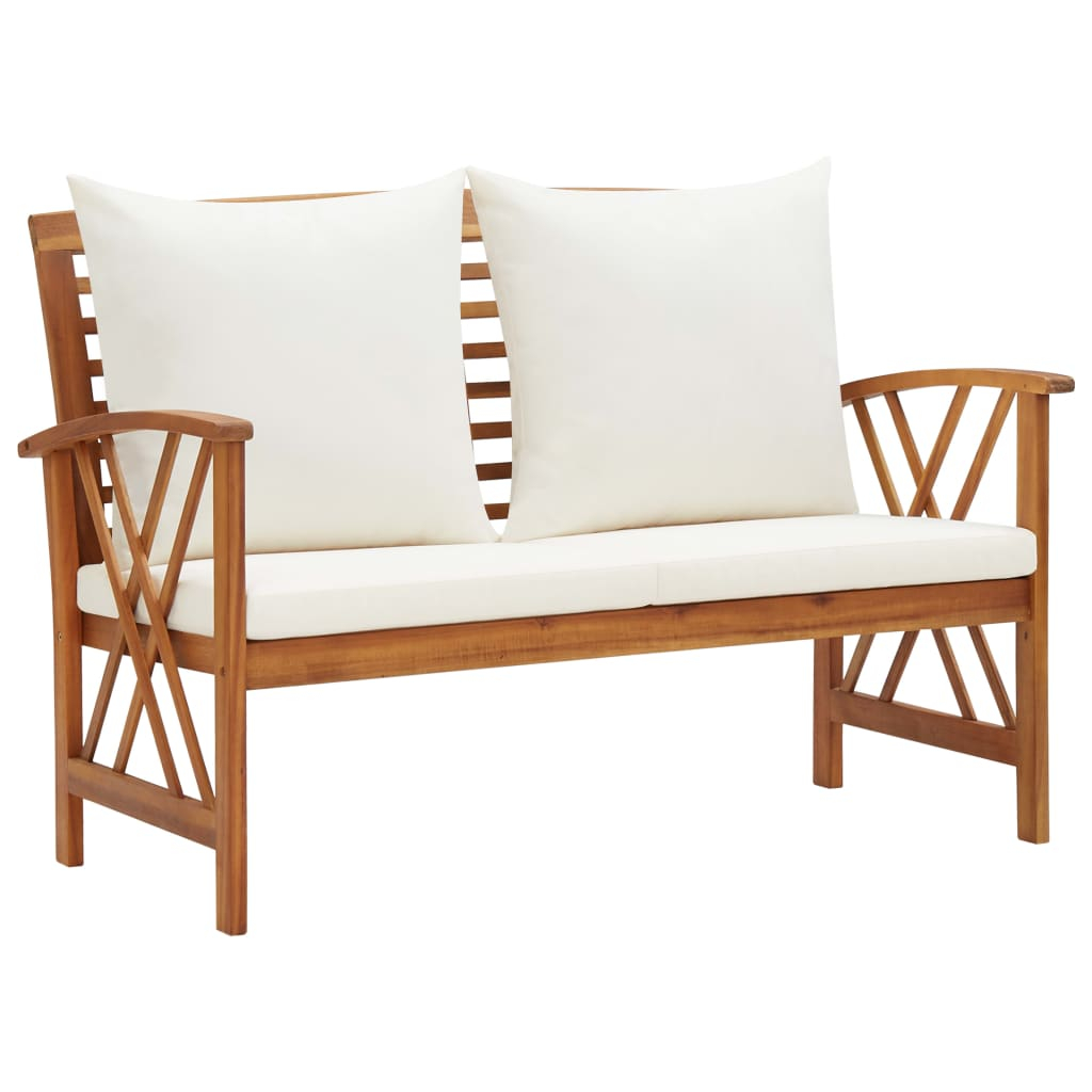 vidaXL banco de jardín con cojines 119 cm madera maciza de acacia