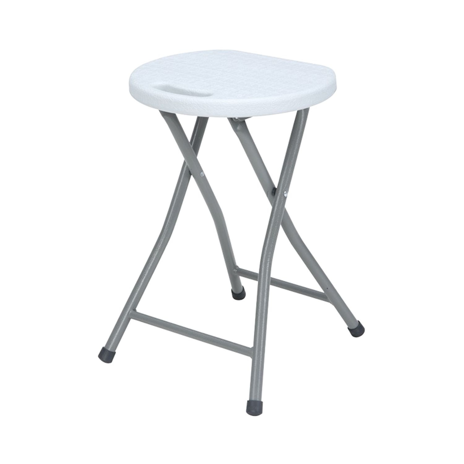 Taburete plegable de resina y acero 31x45cm blanco 7house