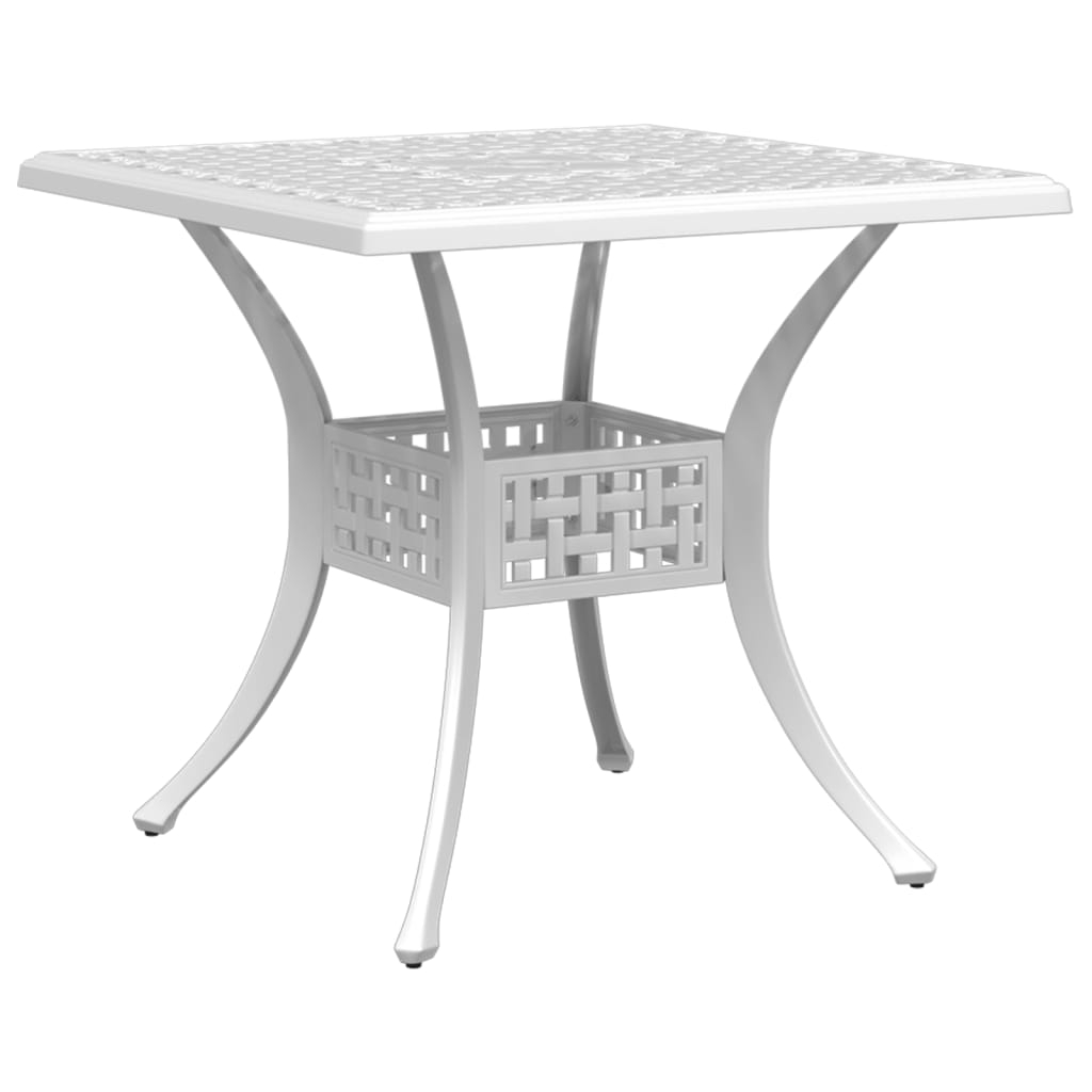 vidaXL mesa de jardín aluminio fundido blanco 80x80x75 cm