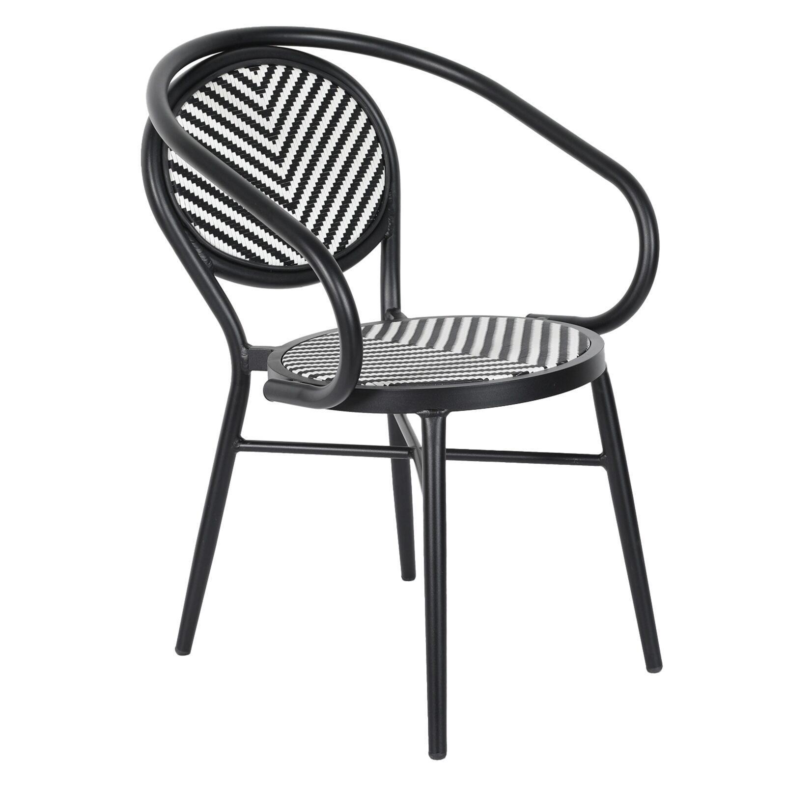 Oviala - silla de jardín estilo bistró parisino en aluminio y ratán negro