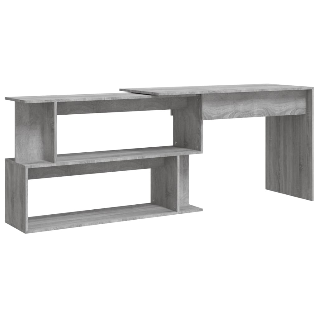 vidaXL escritorio esquina madera contrachapada gris sonoma 200x50x76cm