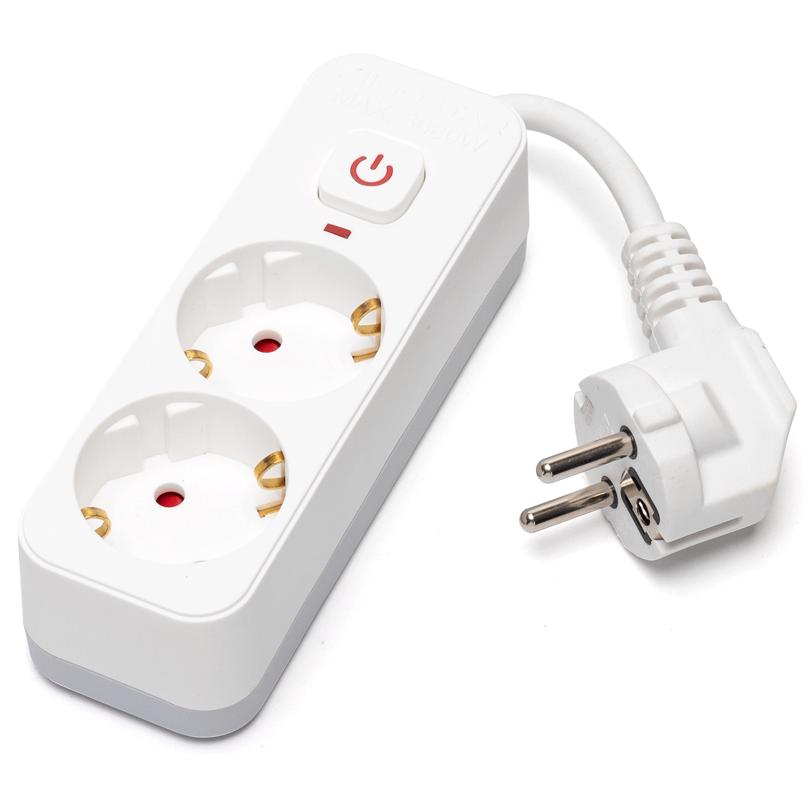 Aigostar regleta enchufe, alargador 2 tomas con interruptor, blanco