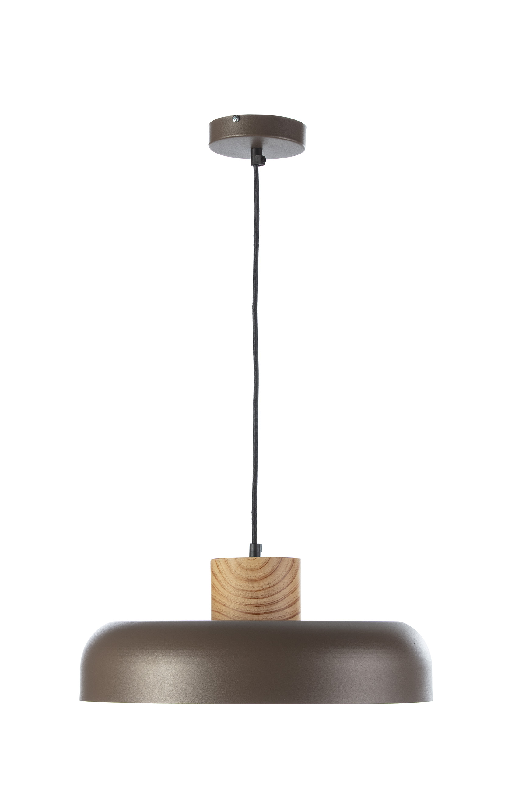 Lámpara techo aluminio chocolate embellecedor madera