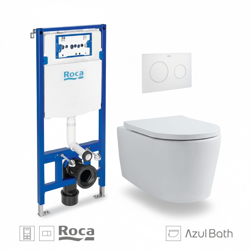 Pack roca duplo cisterna y pulsador pl10 blanco mate wc lia azulbath