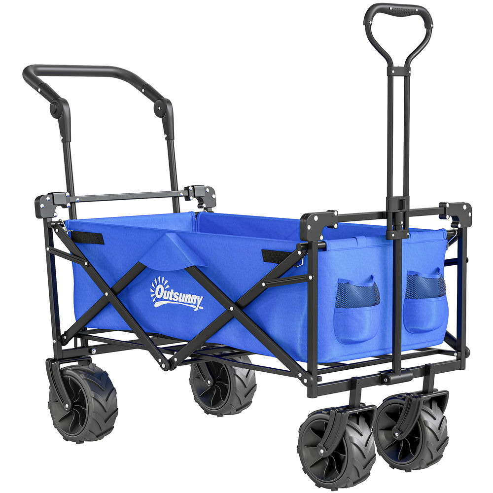 Carro para playa 117x55x98 cm tela oxford, acero, abs color azul Outsunny