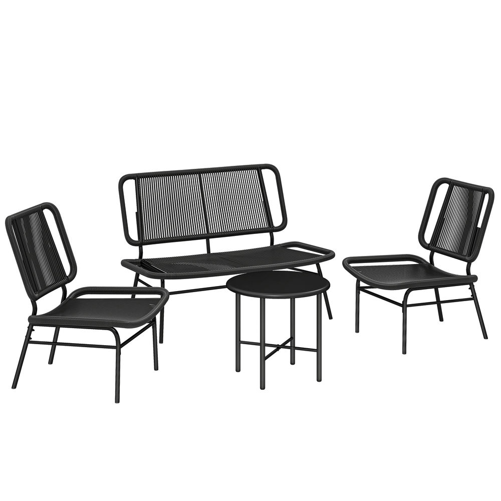 Conjunto de jardín 117x67x80 cm ratán pe, acero Outsunny