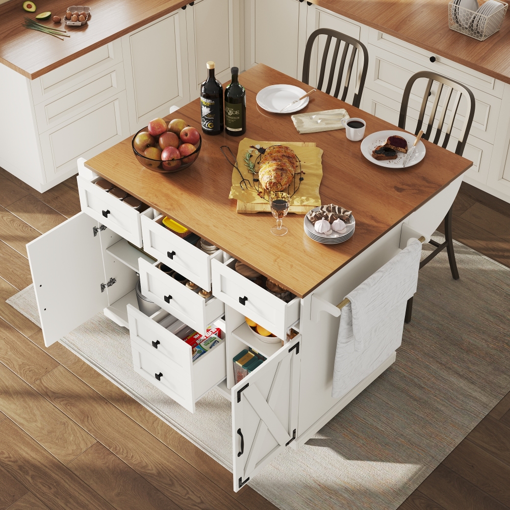 Isla de cocina plegable multifuncional blanca 93x147x44cm