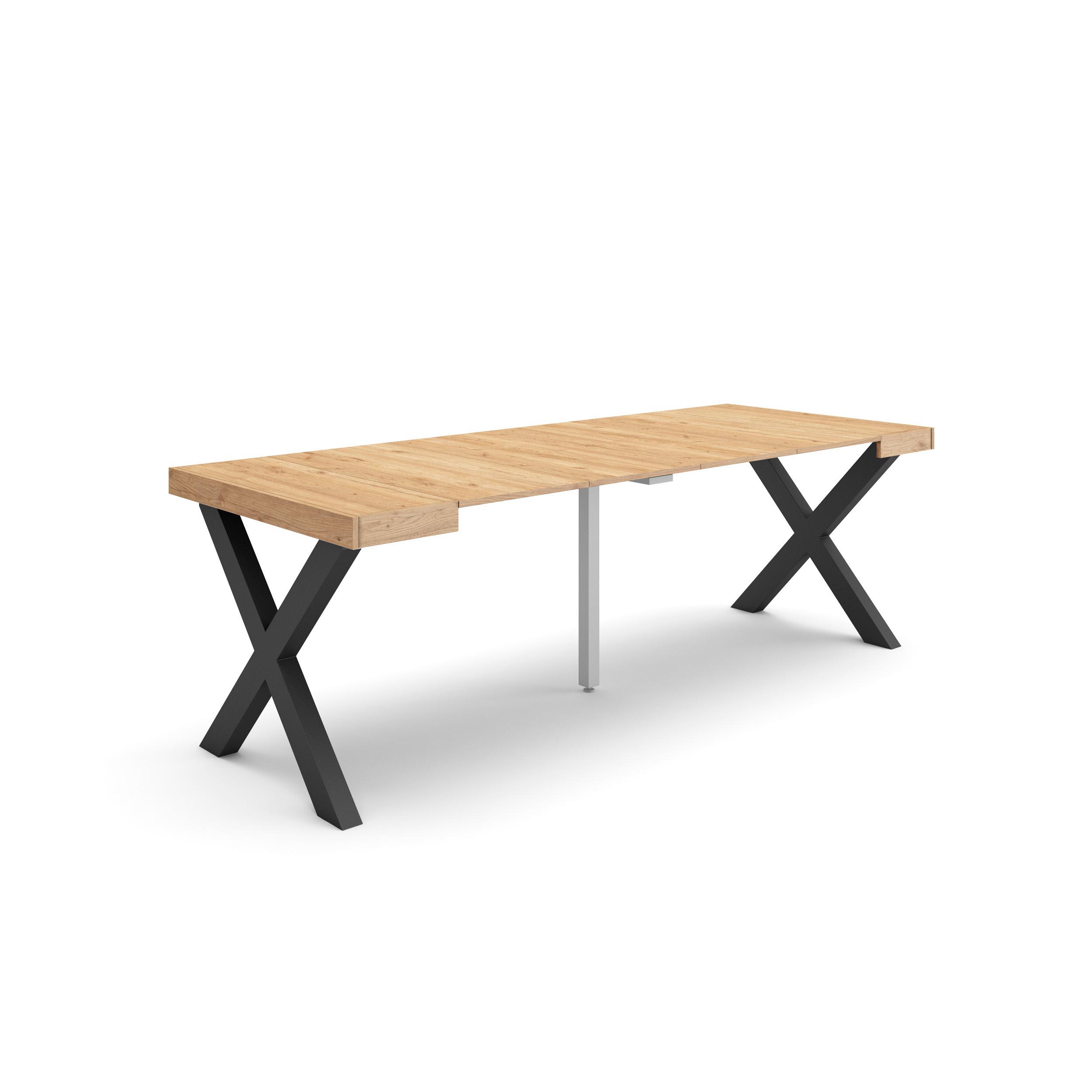 Mesa consola extensible, 58/222x90x73cm, roble, patas madera maciza rf2782