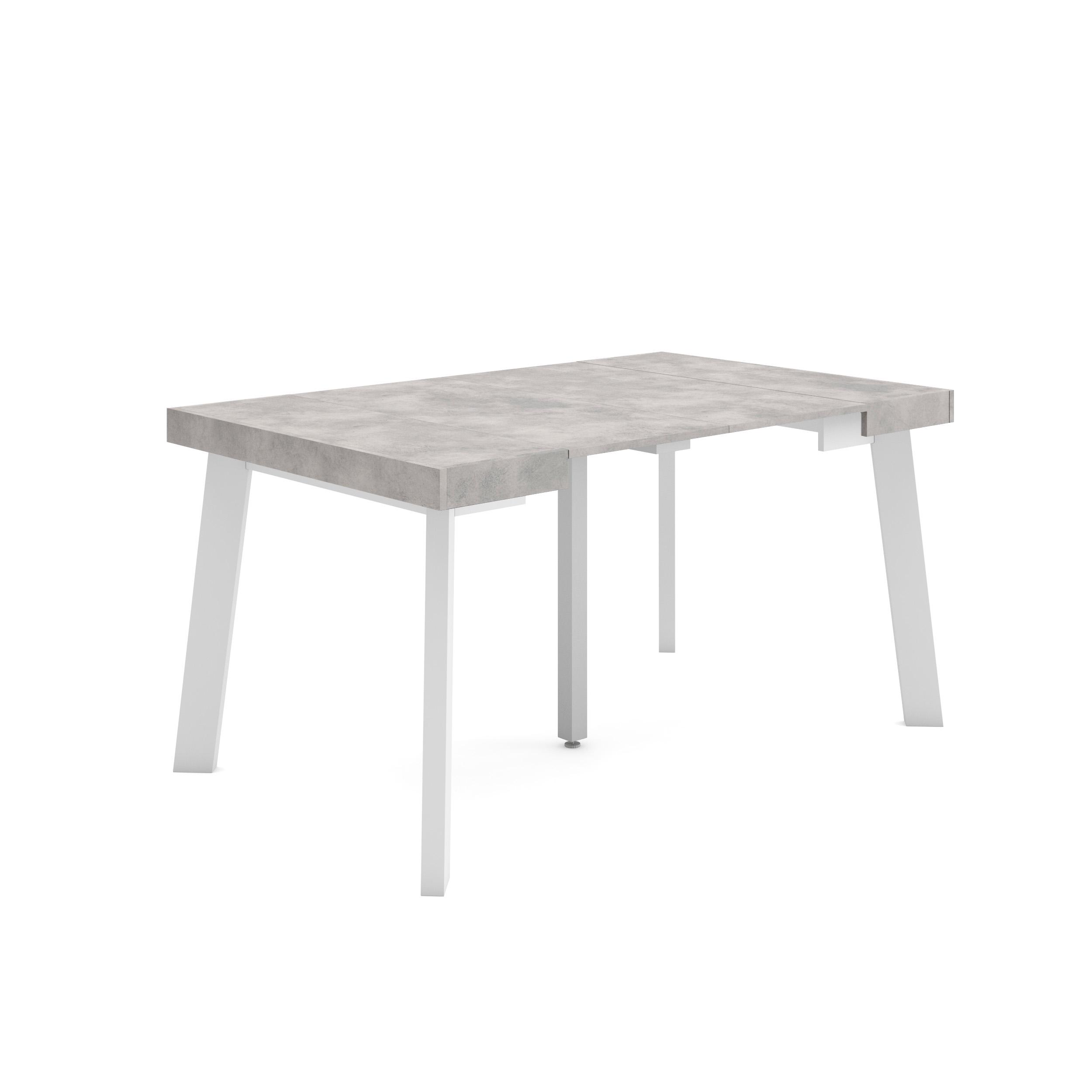 Mesa consola extensible, 140x90x73cm, cemento, patas de madera rf3121