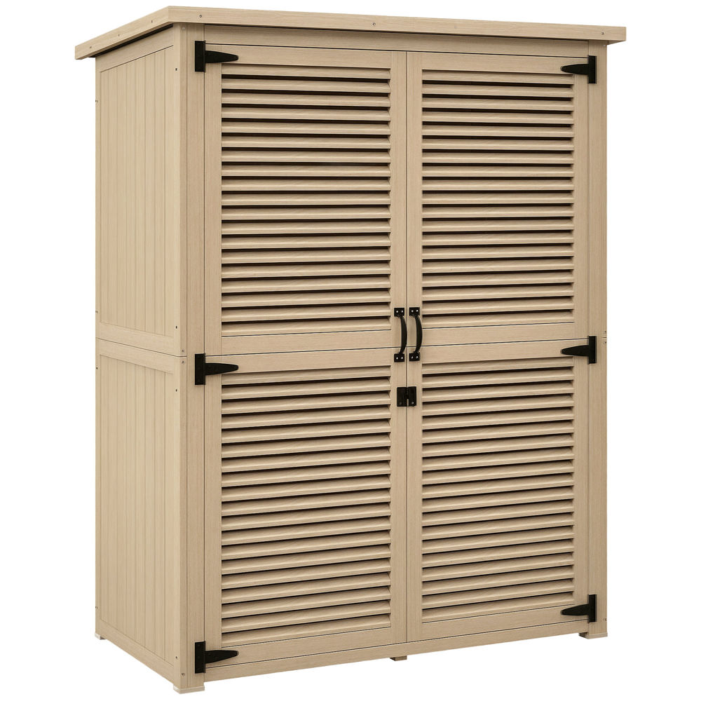 Cobertizo de madera 127x65x168 cm madera de abeto color marrón Outsunny