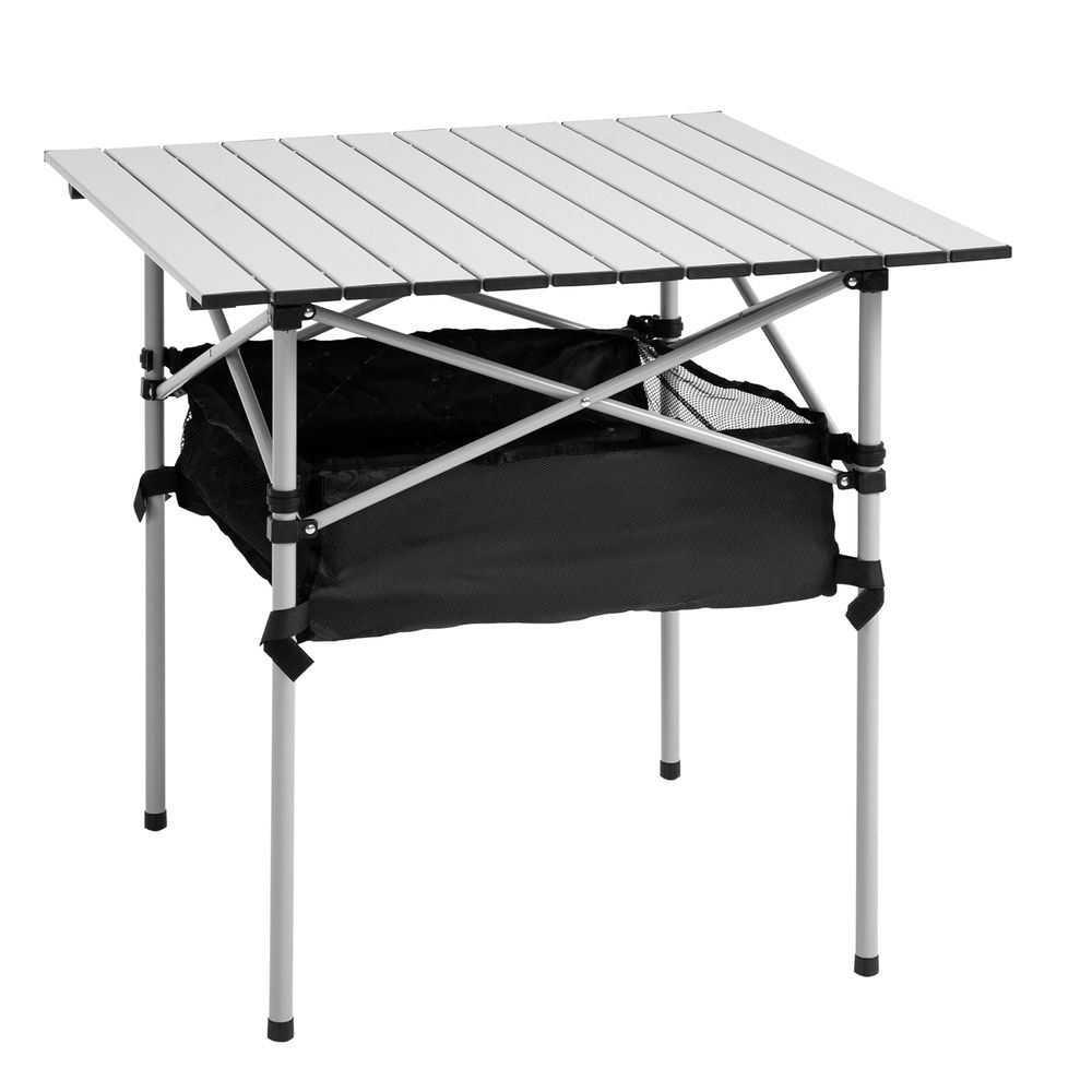 Mesa de camping 70x70x69 cm aluminio, tela oxford bicolor Outsunny