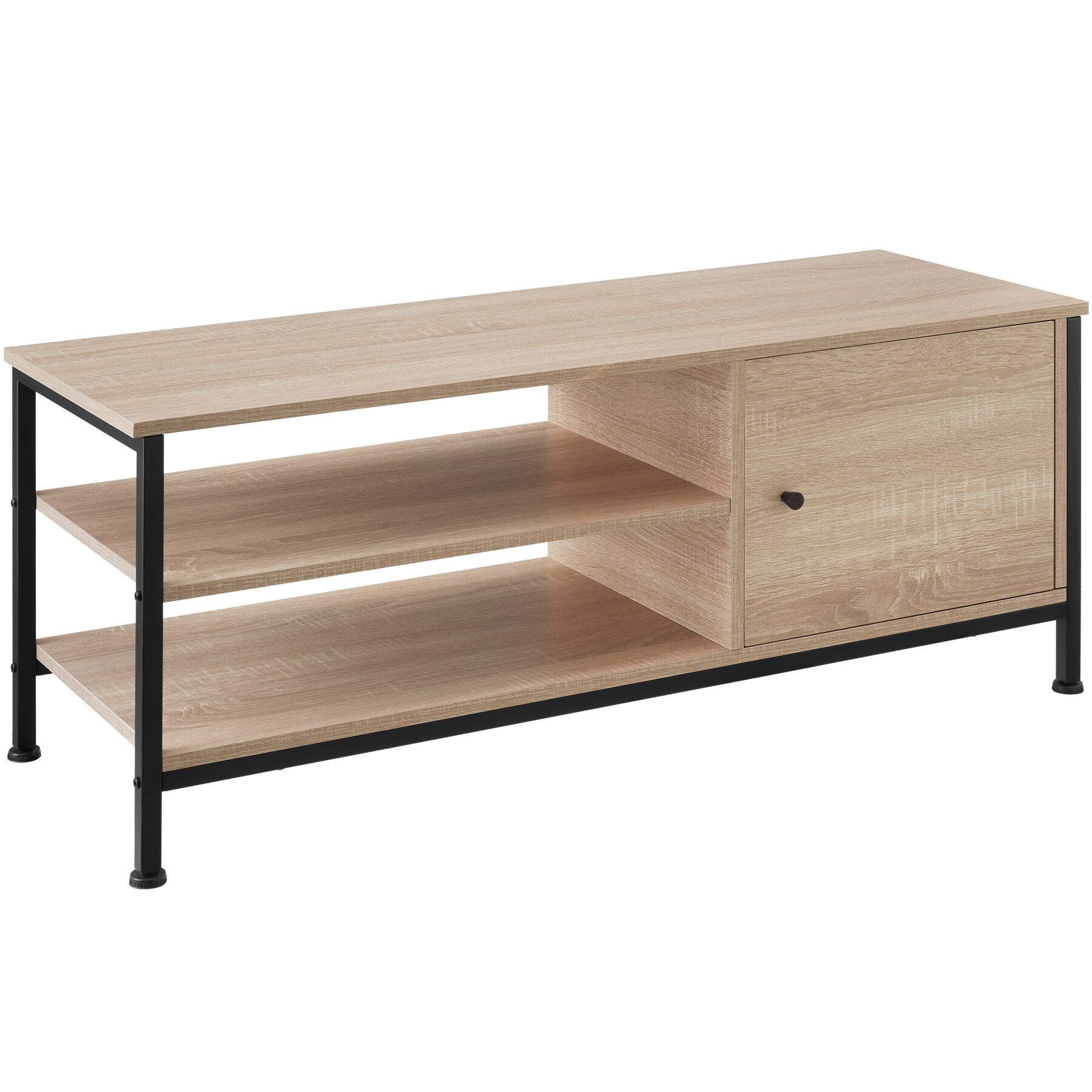Mueble bajo tv 110x40x45,5cm, madera industrial clara, roble sonoma