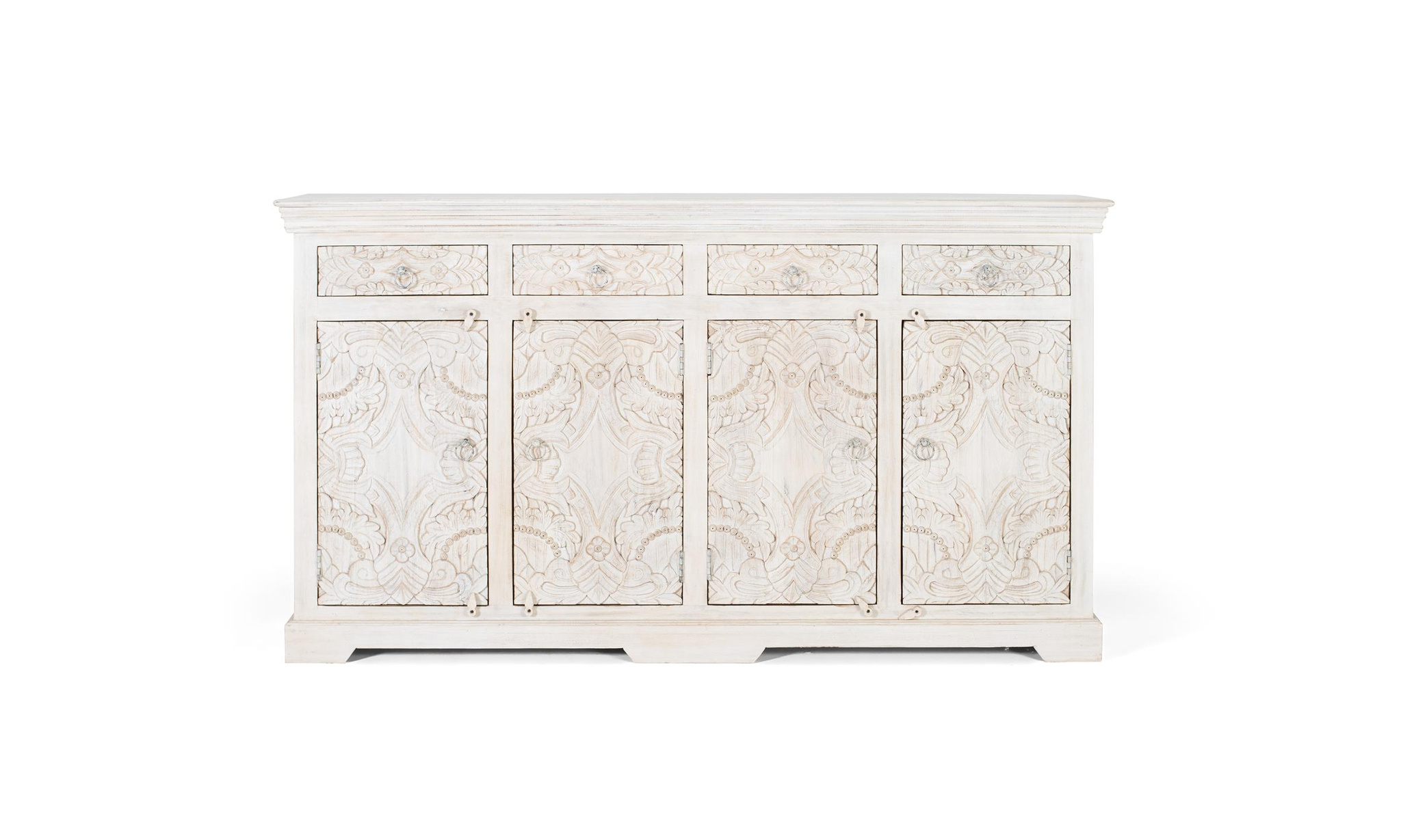 Aparador de madera de mango en color blanco envejecido 180 cm