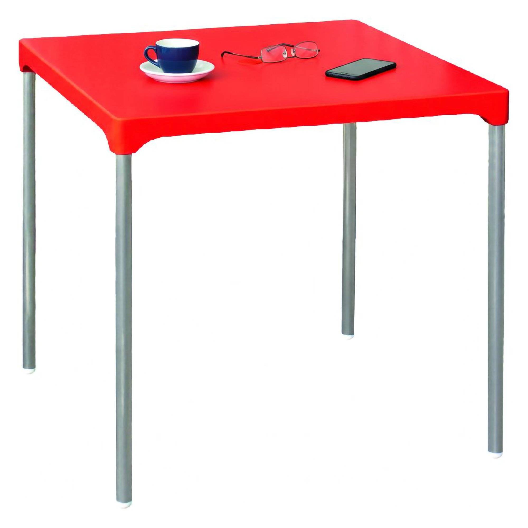 Mesa exterior brownstown, fija, plástico rojo 75x75x72h cm