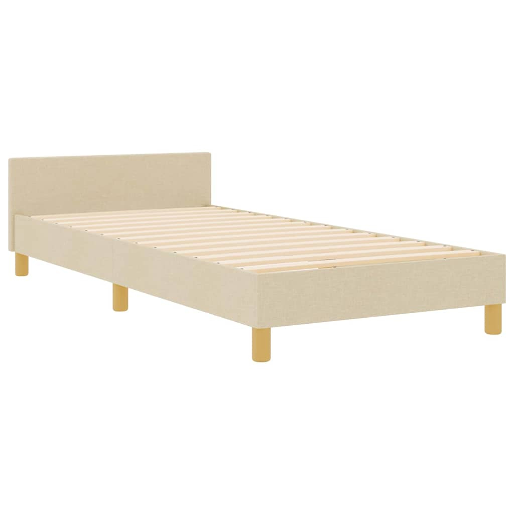 vidaXL estructura de cama con cabecera crema 90 x 190 cm tela
