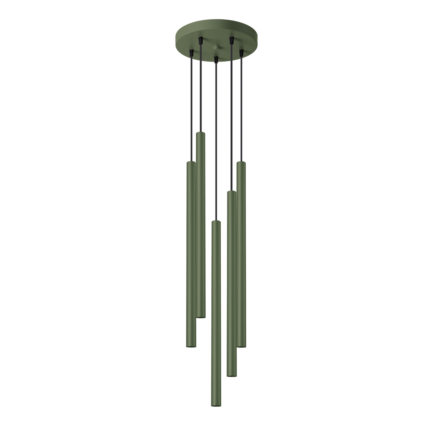 Lámpara colgante pastelo 5 verde oliva acero 25x104x25cm