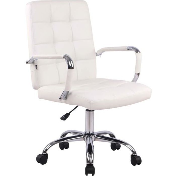 Silla oficina blanca polipiel con ruedas - 1 pza