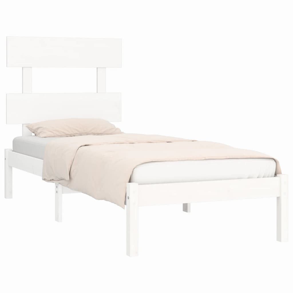 vidaXL estructura de cama individual madera maciza blanco 90x190 cm