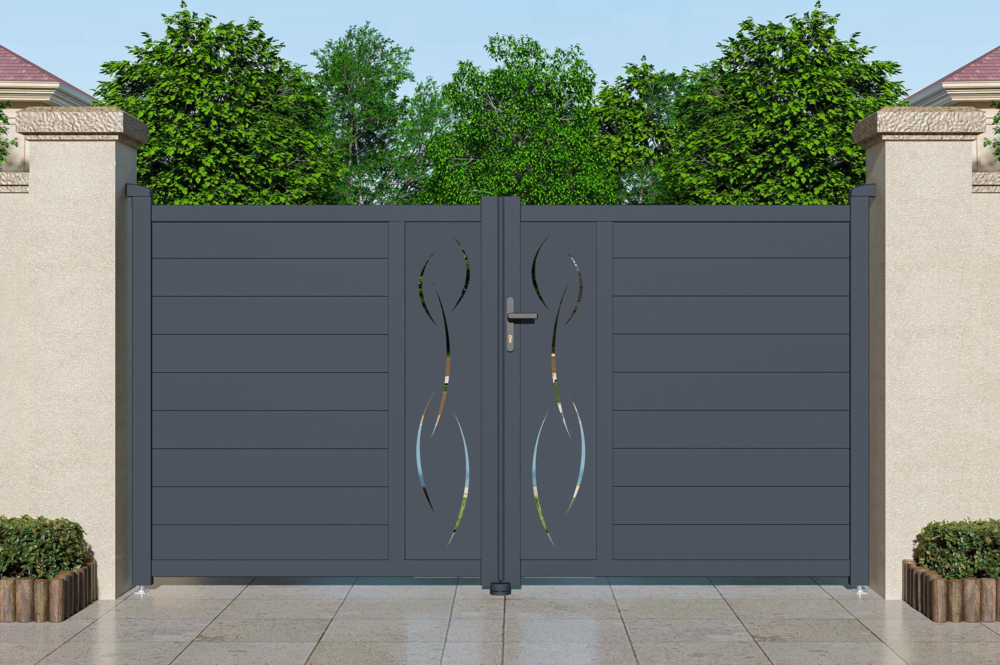 Puerta batiente 3m life alt.160cm de aluminio gris + puerta + 4 postes elda