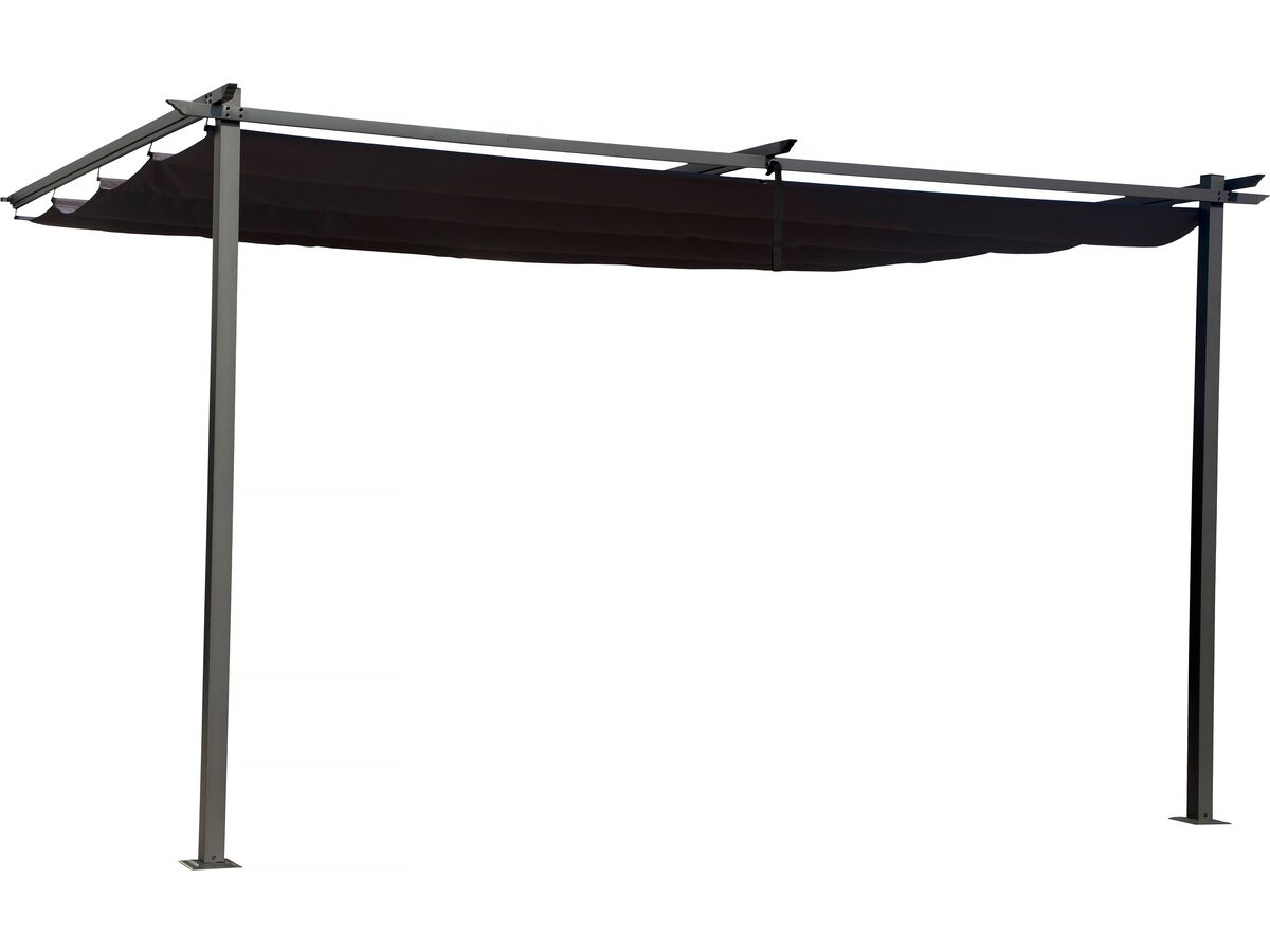 Pérgola adosada de metal con techo retráctil 3 × 4 m – gris antracita