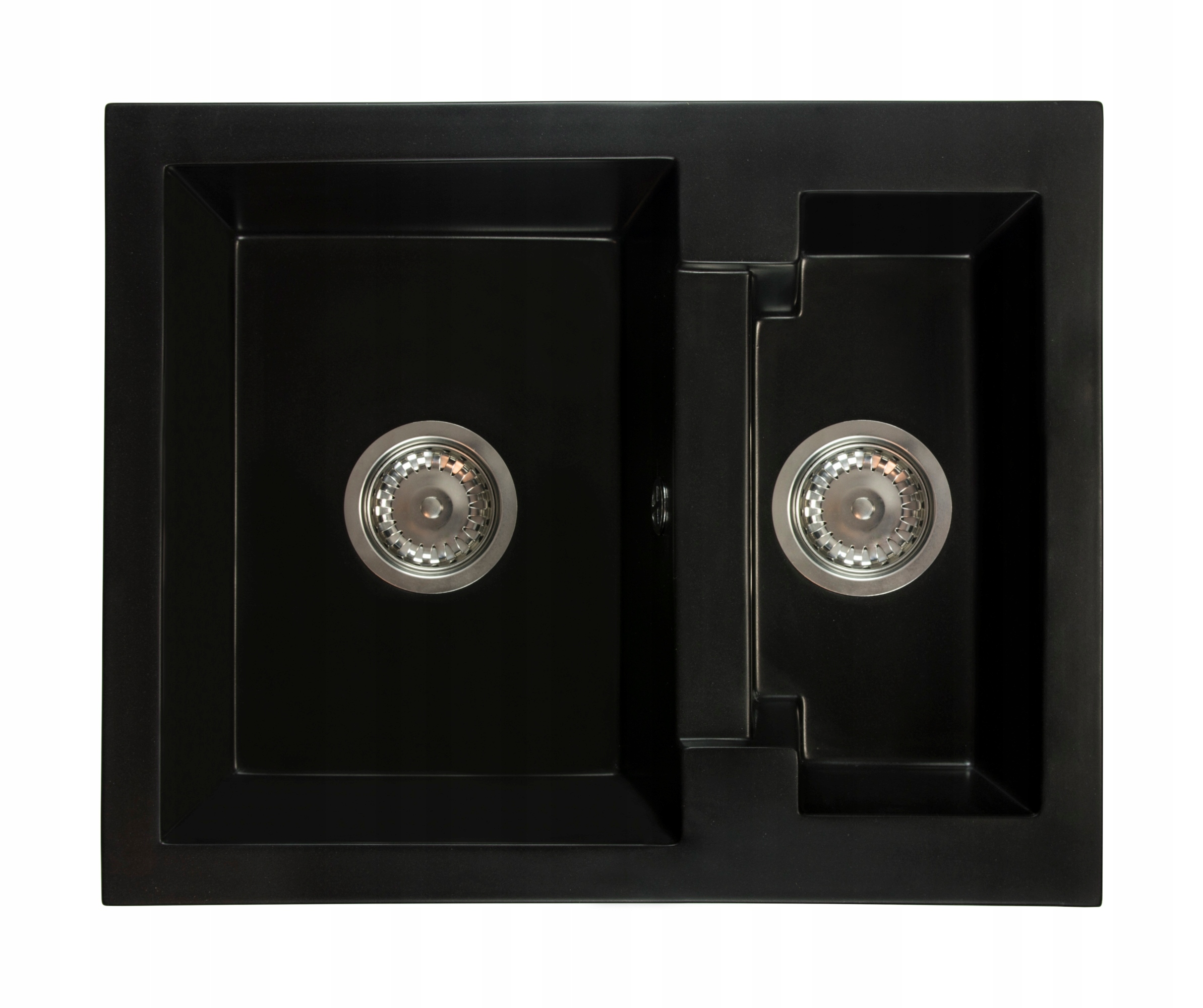 Fregadero cocina negro 47,5x58,2cm, fregadero granito 1,5 senos + sifón
