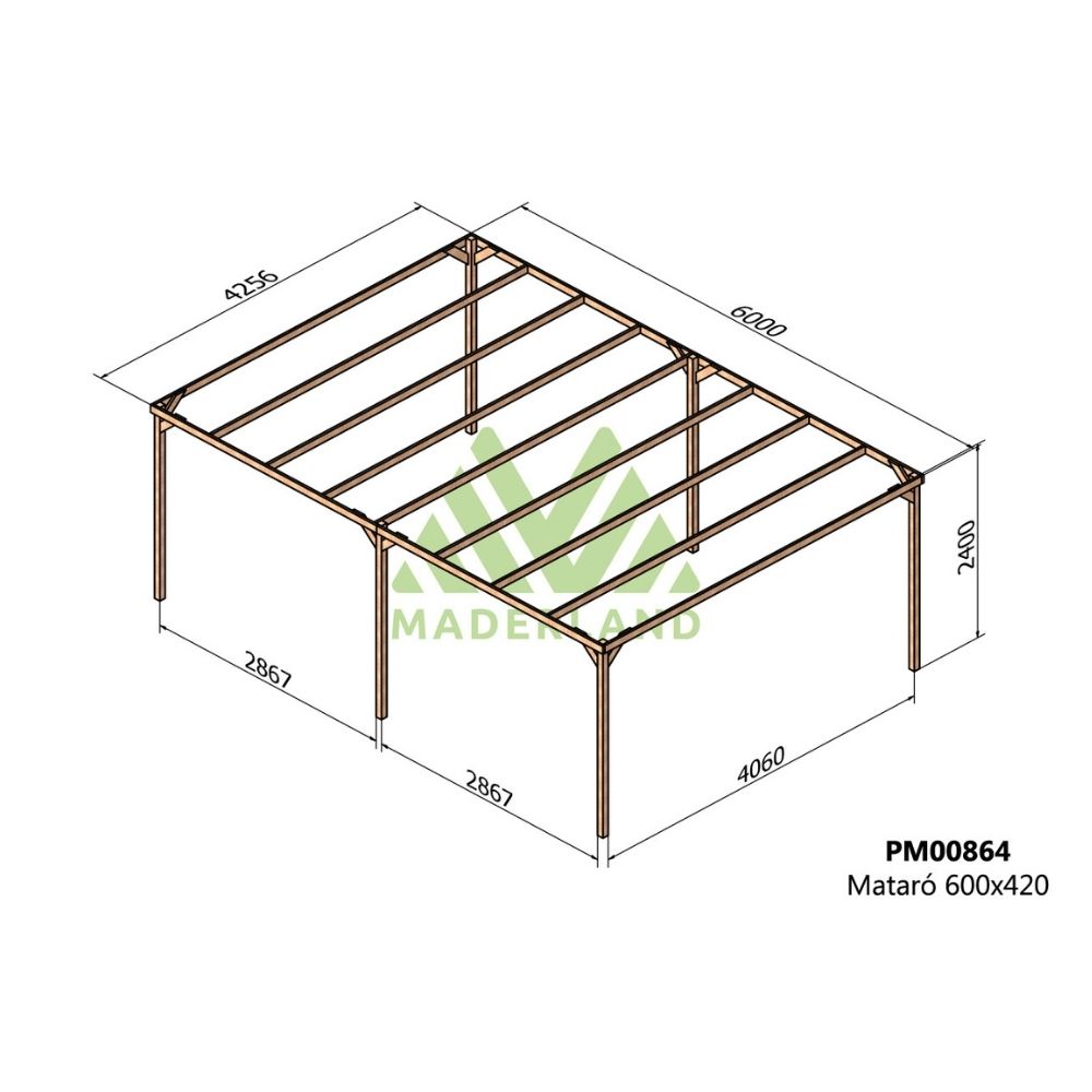 Pérgola de madera maciza - mataró 600x420cm (maderland)