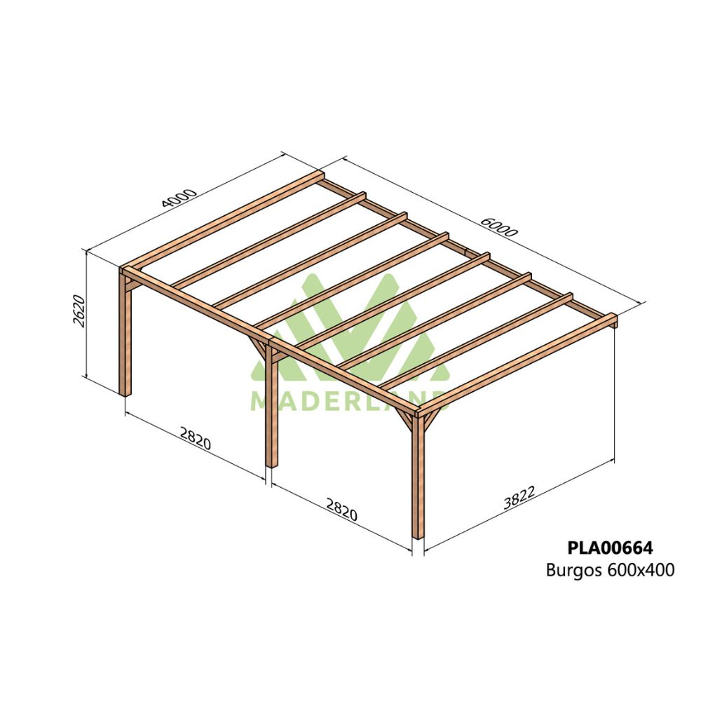 Pérgola de madera laminada adosada - burgos ad. 600x400cm (maderland)