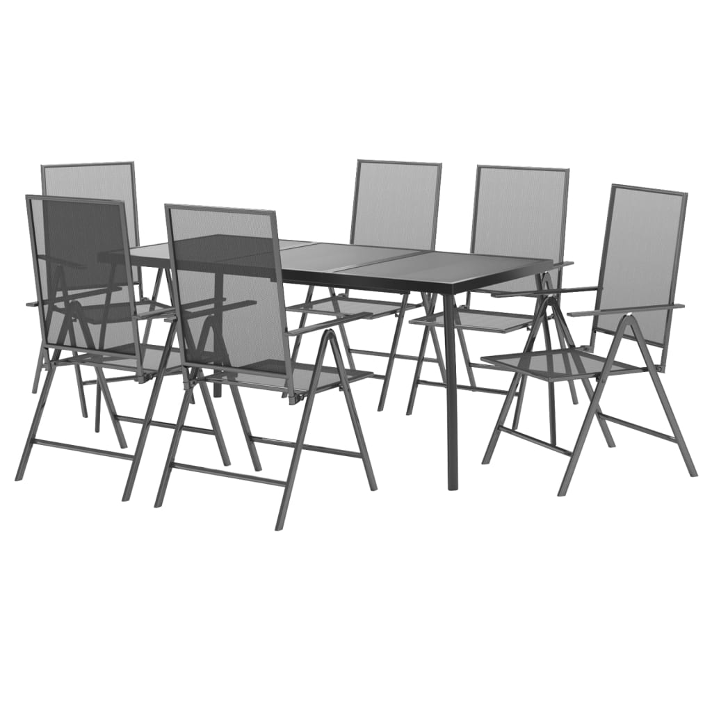 vidaXL juego de comedor de jardín 7 piezas acero gris antracita
