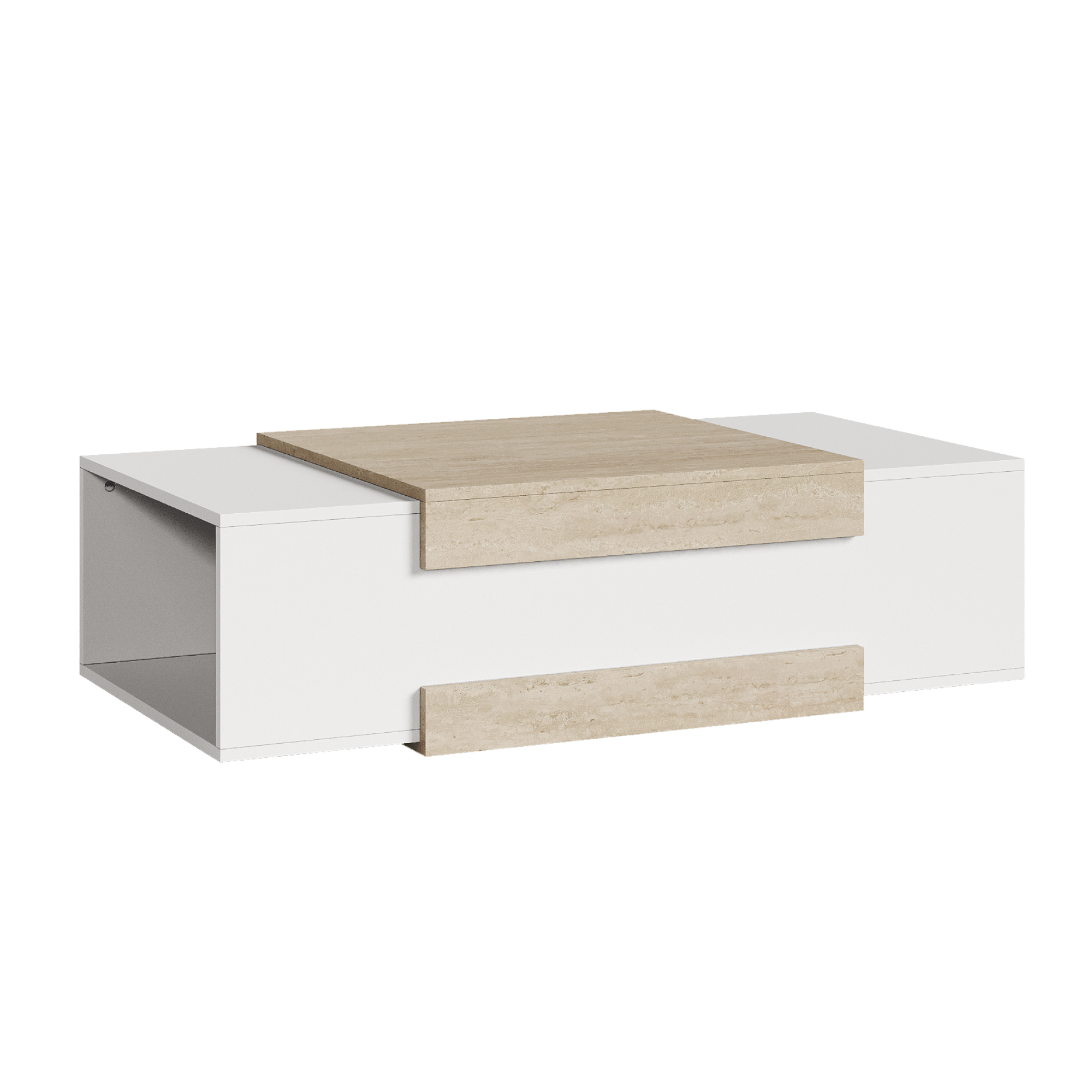 Mesa de centro eljak 110x57x31cm - blanco / travertino [en.casa]
