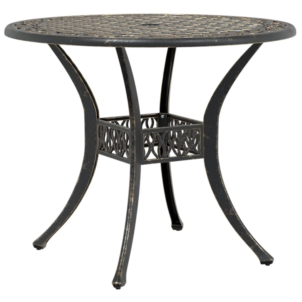vidaXL mesa de jardín aluminio fundido bronce ø90x75 cm