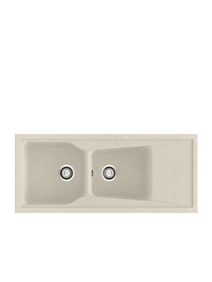 Poalgi - fregadero 118x51 cm city beige - 2 cubetas + escurridor