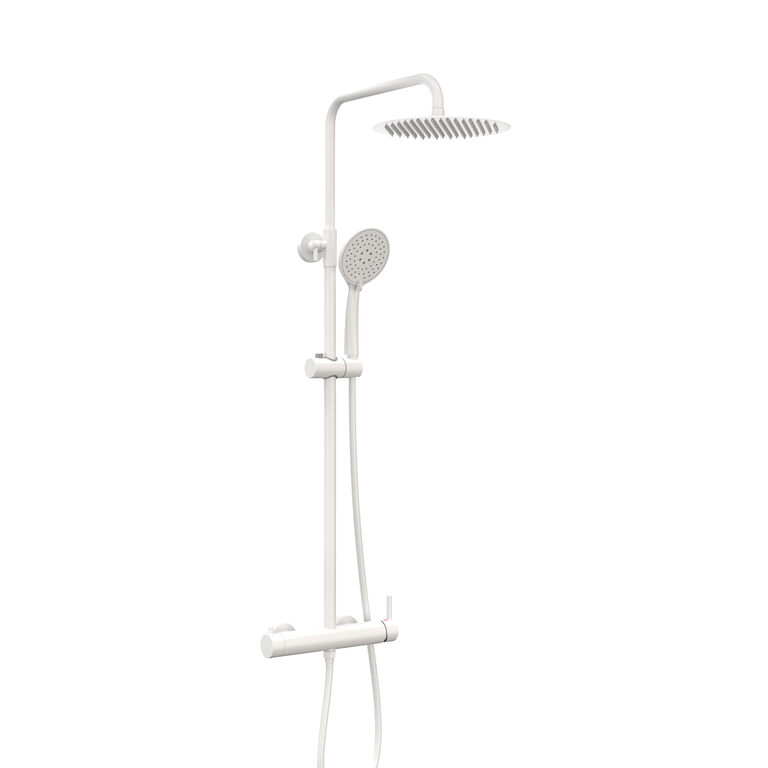 Conjunto de ducha monomando redondo inverter blanca - 90-140cm antical