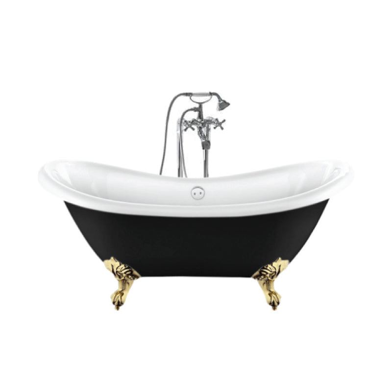 Bañera con patas darlington negra 175 cm patas águila doradas