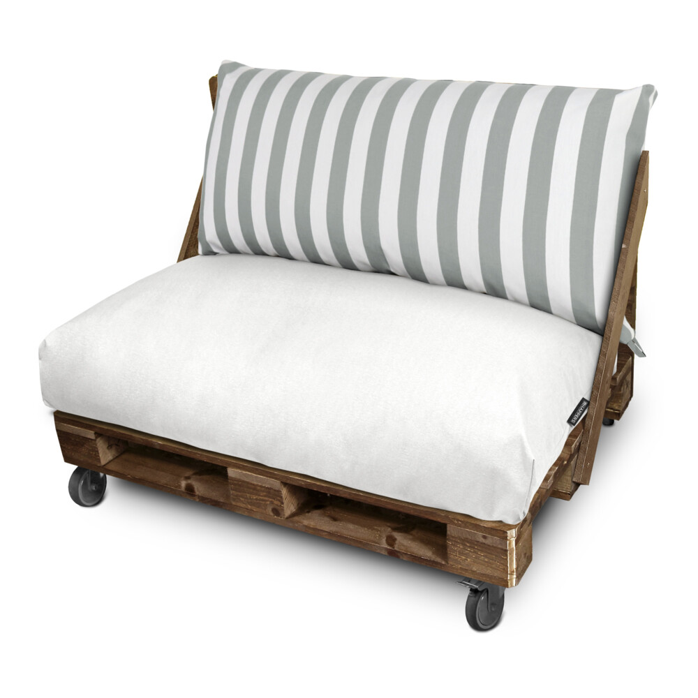Cojín para palets toldotex blanco-gris respaldo 120x45x25 (rayado)