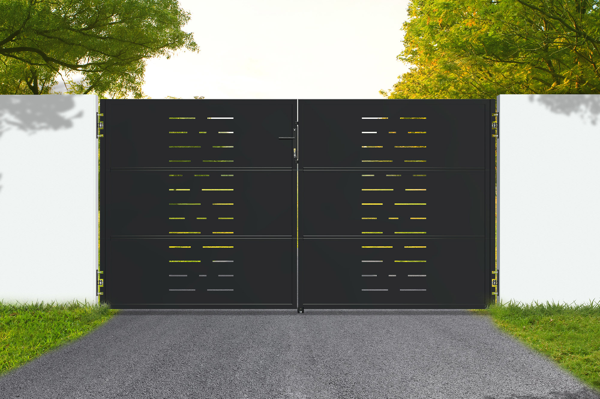 Puerta de acero negro mate de 3 m nali arlberg h.160cm
