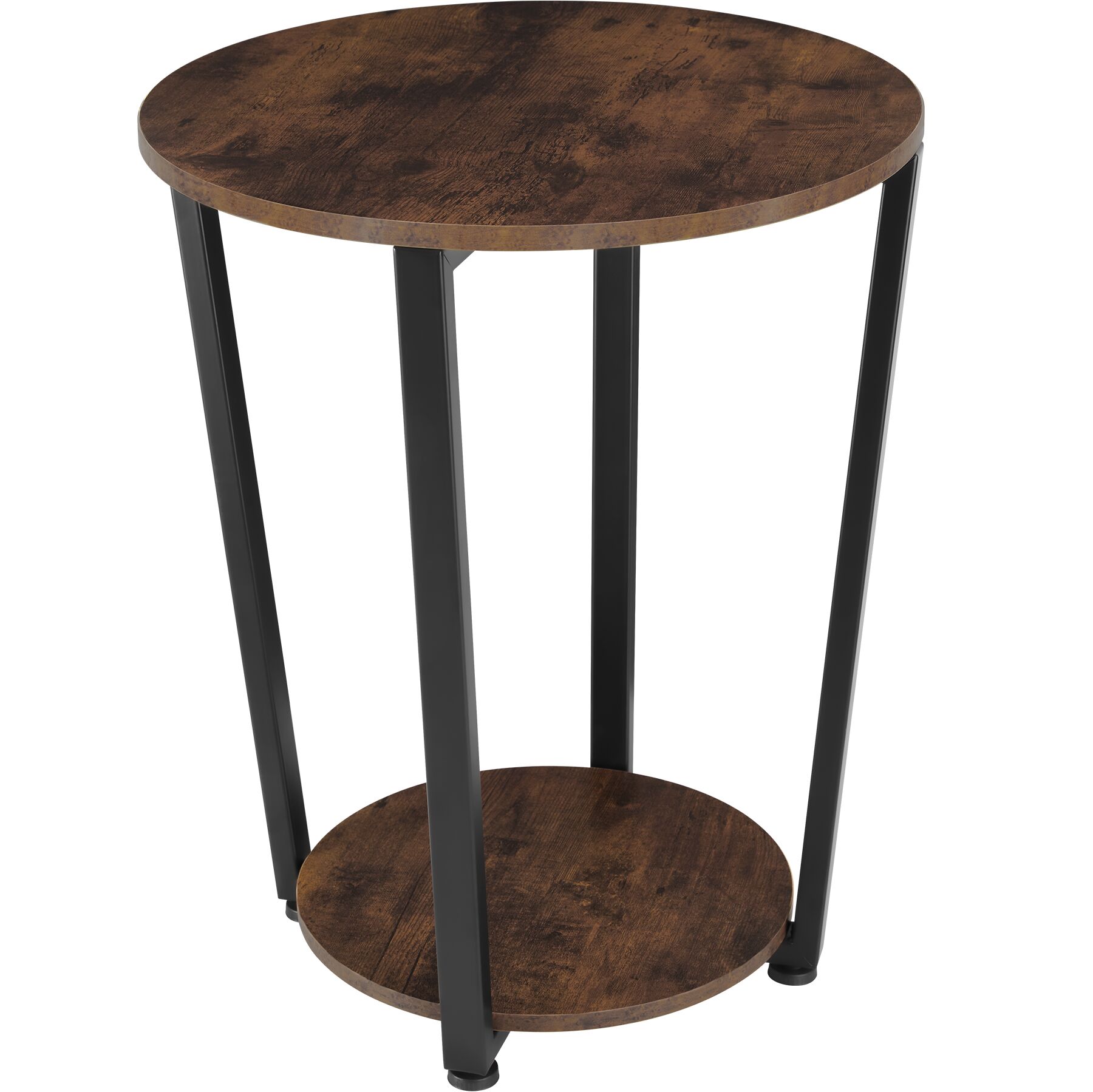 Mesa auxiliar redonda con bandejas, 50 x 62,5 cm, madera oscura