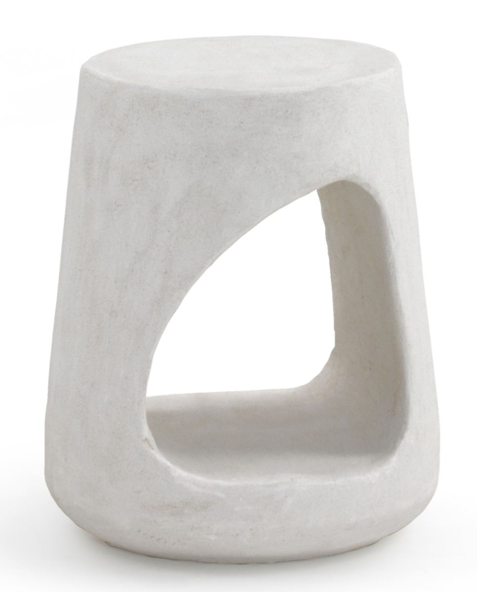 Mesa auxiliar de poliresina cemento blanco, 38x38x46cm