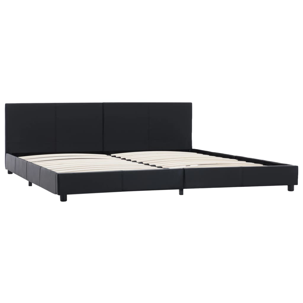 vidaXL estructura de cama de cuero sintético negro 180x200 cm